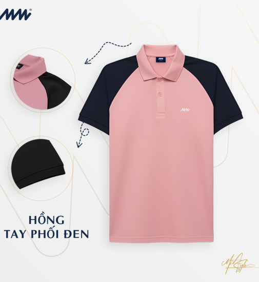 Áo Polo Nam Nữ Cotton Raglan Classic MIA STYLE | Phối Tay Năng Động, Thoáng Mát